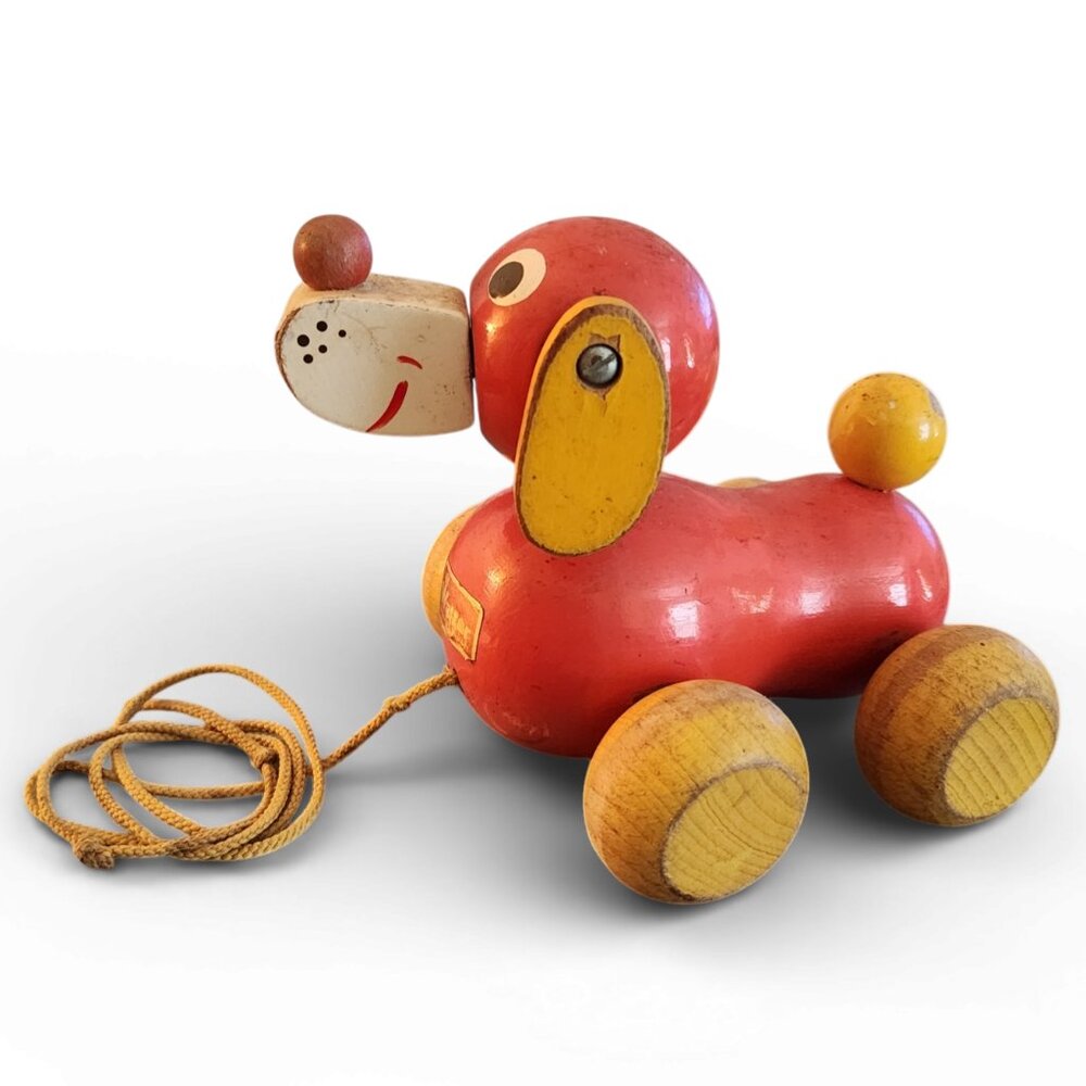 Vtg Walter Spielwaren Western Germany Pull Toy Dog